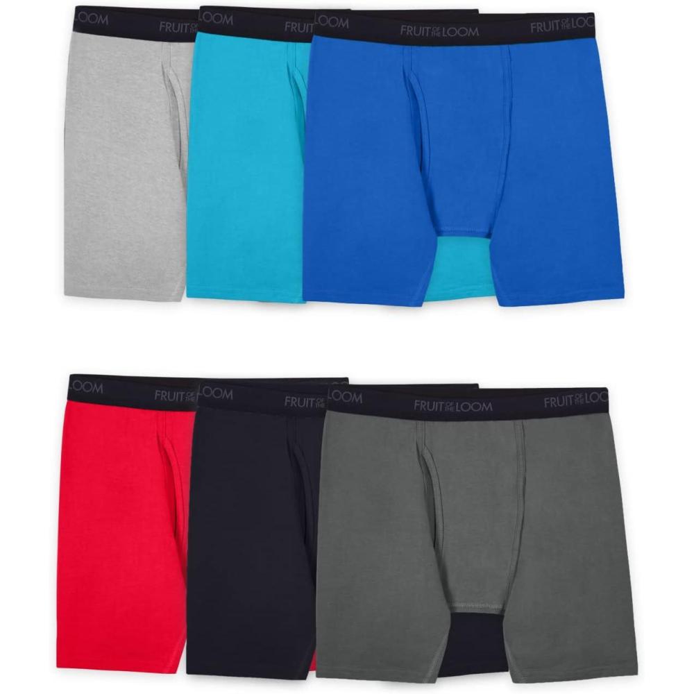 imageFruit of the Loom Mens Coolzone Boxer Briefs Moisture Wicking ampamp Breathable Assorted Color MultipacksBig Man  Cotton Stretch Boxer Brief  6 Pack RedBlueGrey