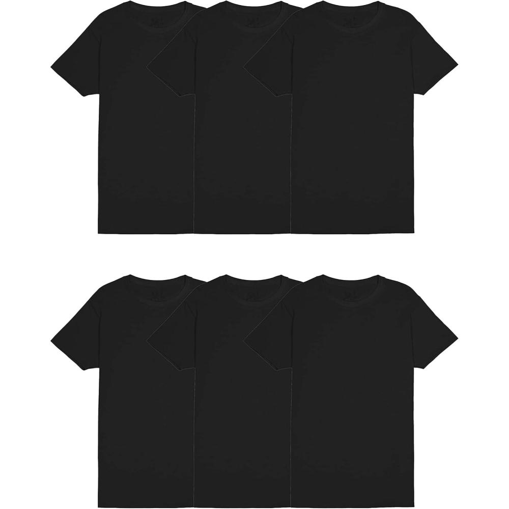 imageFruit of the Loom Mens Crew Tee Undershirts Moisture Wicking ampamp Tag Free Also Available in Big ampamp TallBlack  6 Pack
