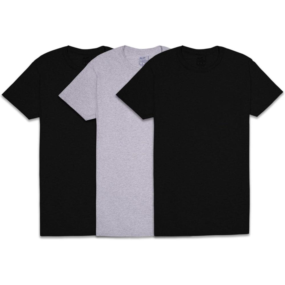 imageFruit of the Loom Mens Crew Tee Undershirts Moisture Wicking ampamp Tag Free Also Available in Big ampamp TallBlackGrey  3 Pack