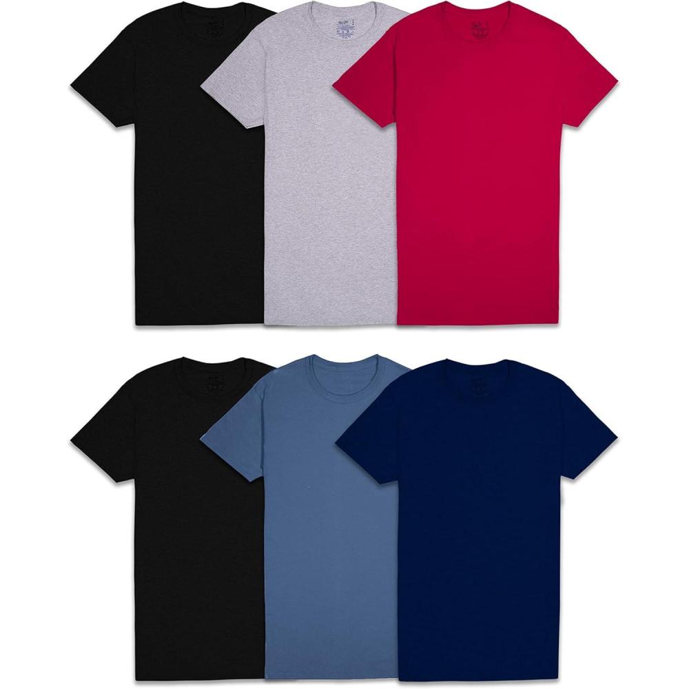 imageFruit of the Loom Mens Crew Tee Undershirts Moisture Wicking ampamp Tag Free Also Available in Big ampamp TallColors May Vary  6 Pack