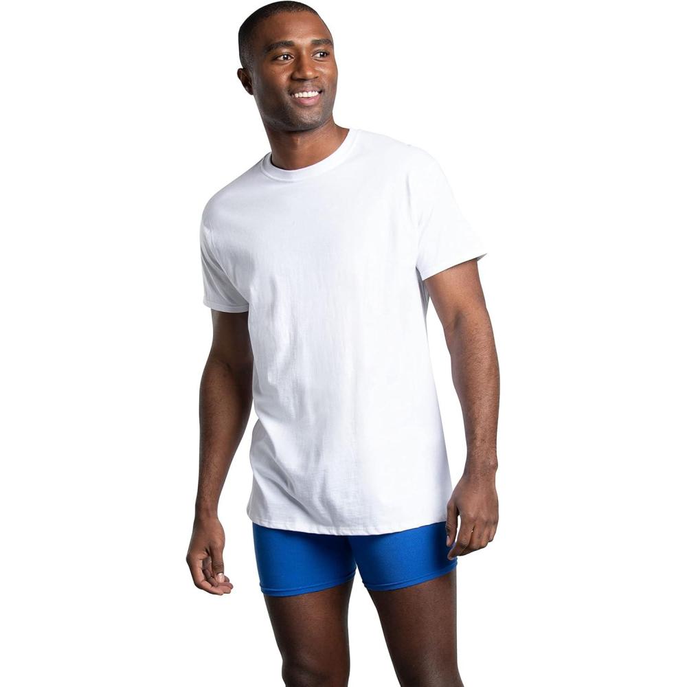 imageFruit of the Loom Mens Crew Tee Undershirts Moisture Wicking ampamp Tag Free Also Available in Big ampamp TallWhite  72 Pack