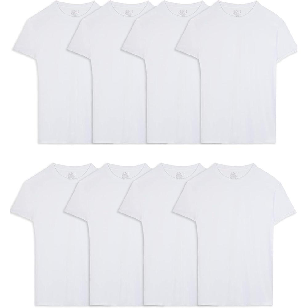 imageFruit of the Loom Mens Crew Tee Undershirts Moisture Wicking ampamp Tag Free Also Available in Big ampamp TallWhite  8 Pack
