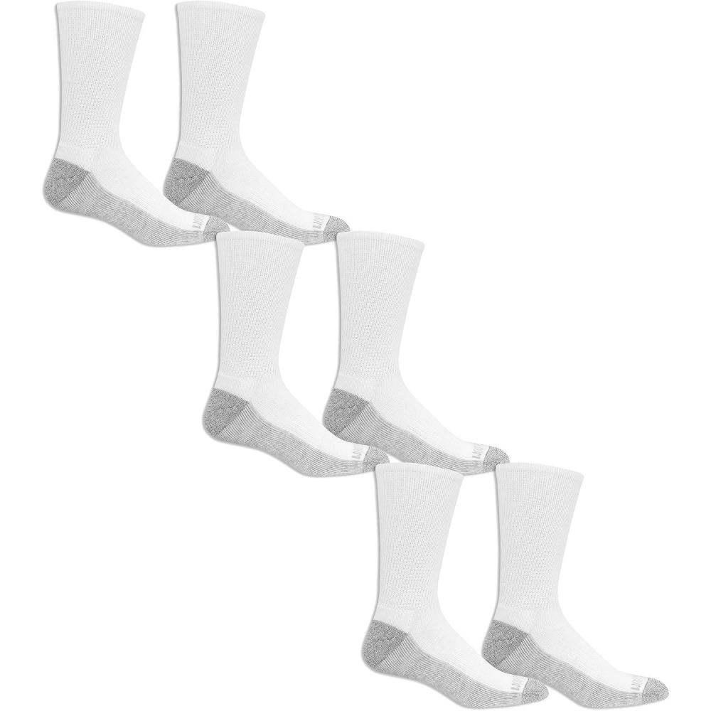 imageFruit of the Loom Mens Essential 6 Pair Pack Casual Socks with Cushion and Arch SupportWhite