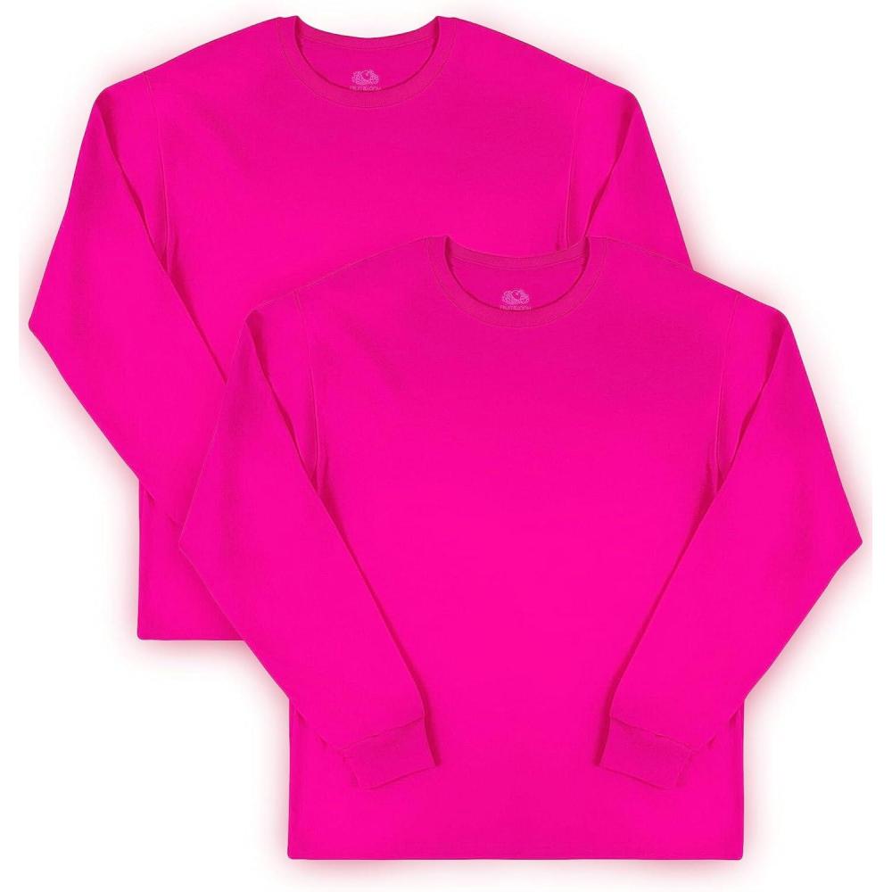 imageFruit of the Loom Mens Eversoft Cotton Long Sleeve T Shirts Breathable ampamp Moisture Wicking with Odor ControlLong Sleeve  Cyber Pink