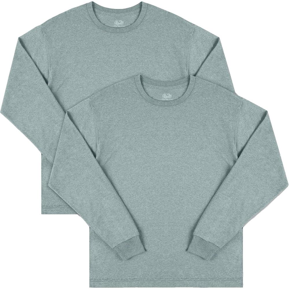 imageFruit of the Loom Mens Eversoft Cotton Long Sleeve T Shirts Breathable ampamp Moisture Wicking with Odor ControlLong Sleeve  Grey Heather