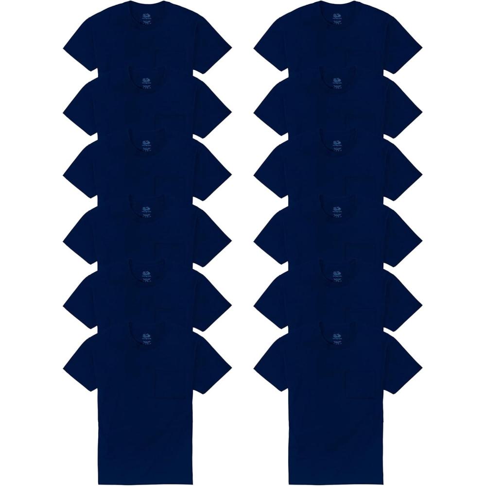 imageFruit of the Loom Mens Eversoft Cotton Odor Control ampamp Breathable Moisture Wicking TShirtsCrew  12 Pack  Navy