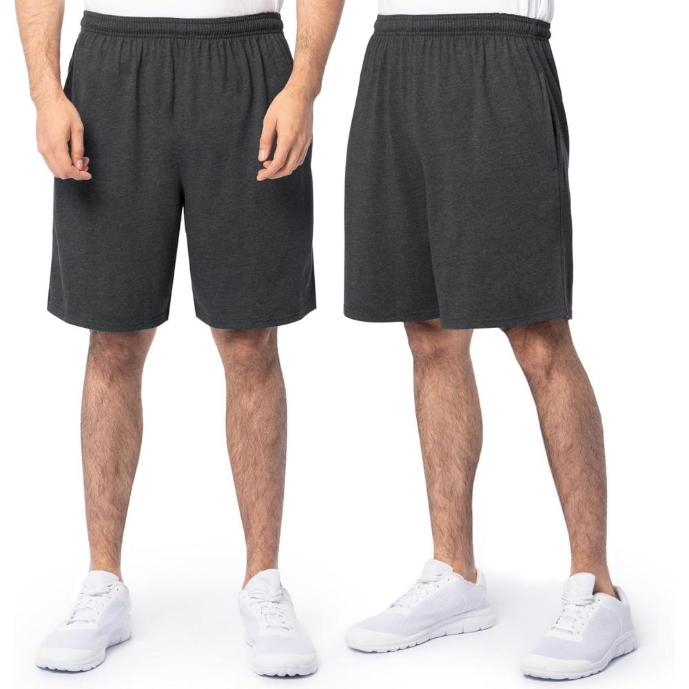imageFruit of the Loom Mens Eversoft Cotton Shorts with Pockets S4XL2 Pack  Black Heather