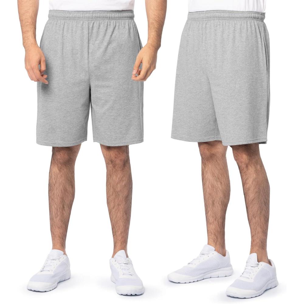 imageFruit of the Loom Mens Eversoft Cotton Shorts with Pockets S4XL2 Pack  Grey Heather