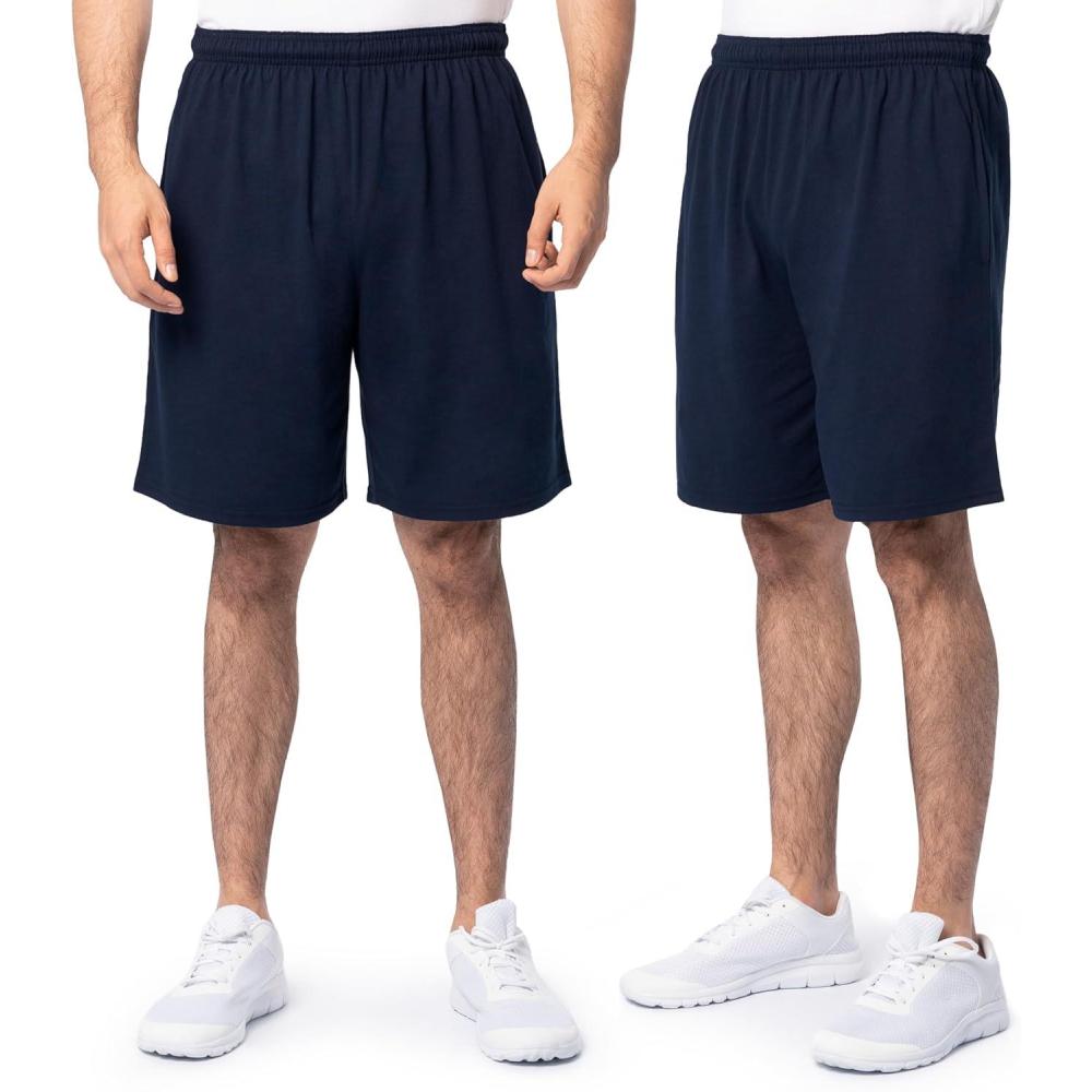 imageFruit of the Loom Mens Eversoft Cotton Shorts with Pockets S4XL2 Pack  Navy