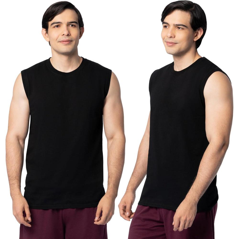 imageFruit of the Loom Mens Eversoft Cotton Sleeveless T Shirts Breathable ampamp Moisture Wicking with Odor Control Sizes S4XBlack