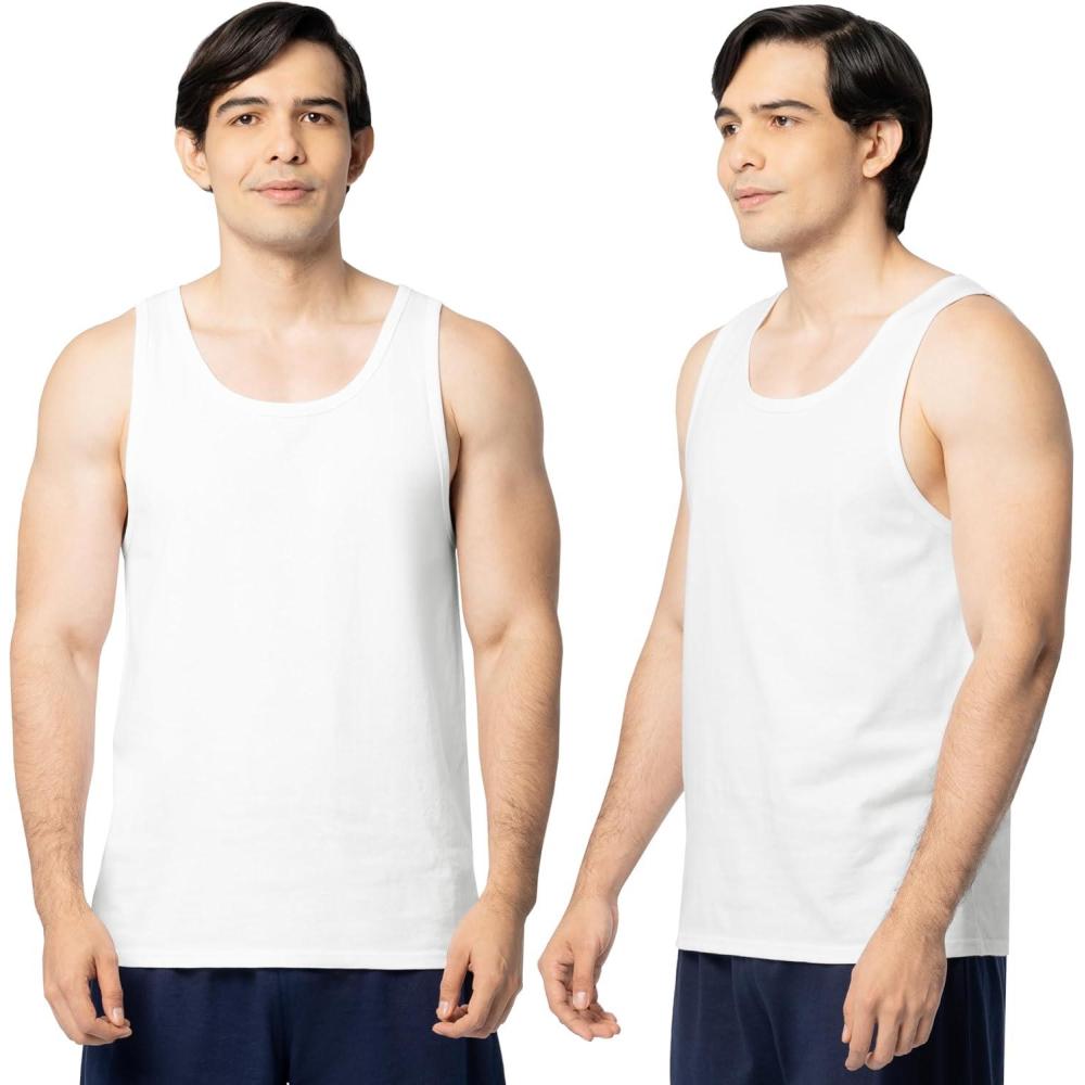 imageFruit of the Loom Mens Eversoft Cotton Sleeveless T Shirts Breathable ampamp Moisture Wicking with Odor Control Sizes S4XWhite Ice