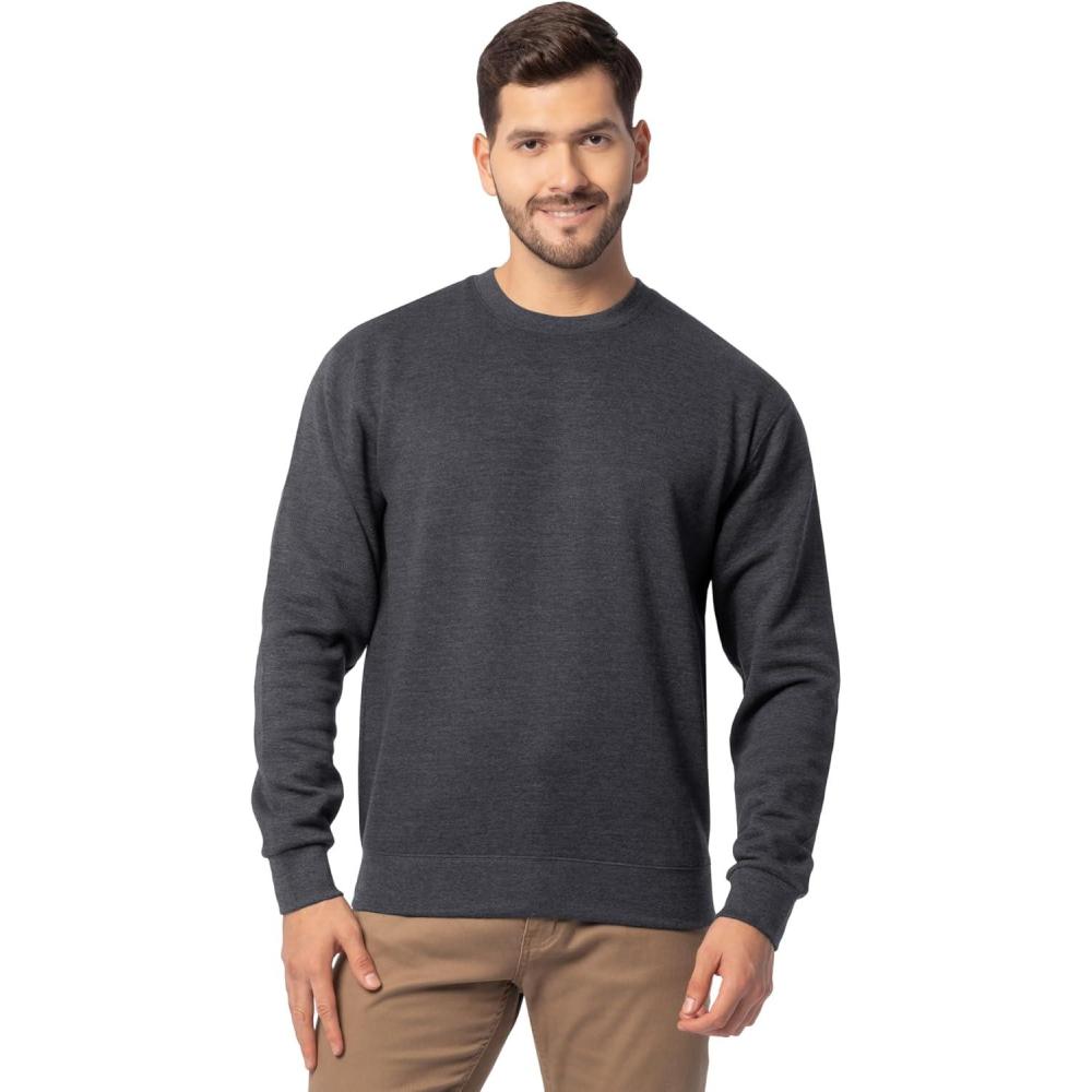 imageFruit of the Loom Mens Eversoft Fleece Crewneck Sweatshirts Moisture Wicking ampamp Breathable Sizes S4xBlack Heather