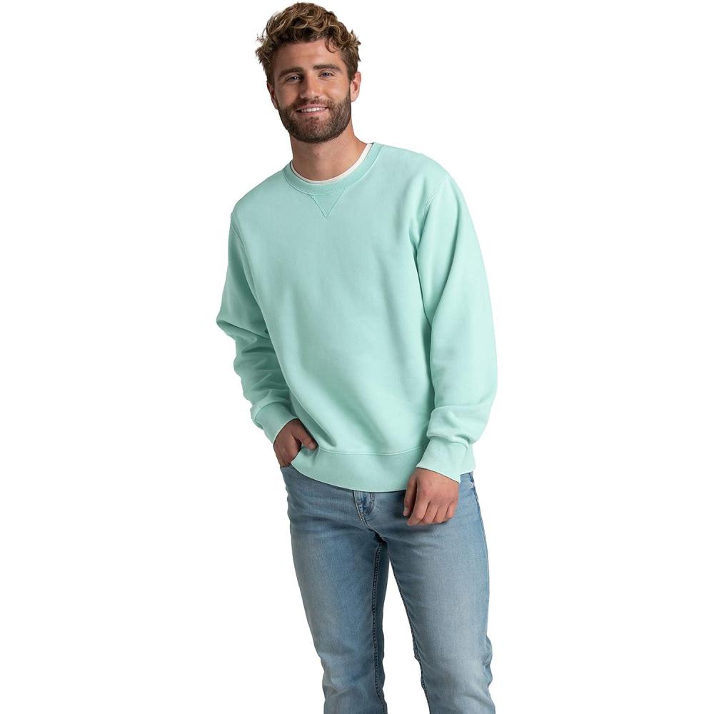 imageFruit of the Loom Mens Eversoft Fleece Crewneck Sweatshirts Moisture Wicking ampamp Breathable Sizes S4xGarment Dyed Cascade Green