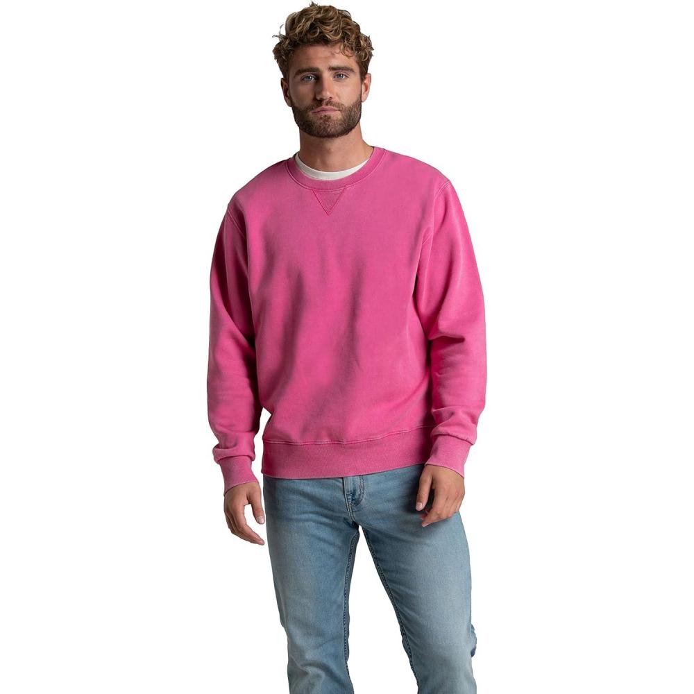 imageFruit of the Loom Mens Eversoft Fleece Crewneck Sweatshirts Moisture Wicking ampamp Breathable Sizes S4xGarment Dyed Pink Flash