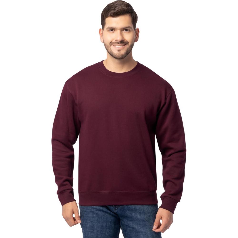 imageFruit of the Loom Mens Eversoft Fleece Crewneck Sweatshirts Moisture Wicking ampamp Breathable Sizes S4xMaroon