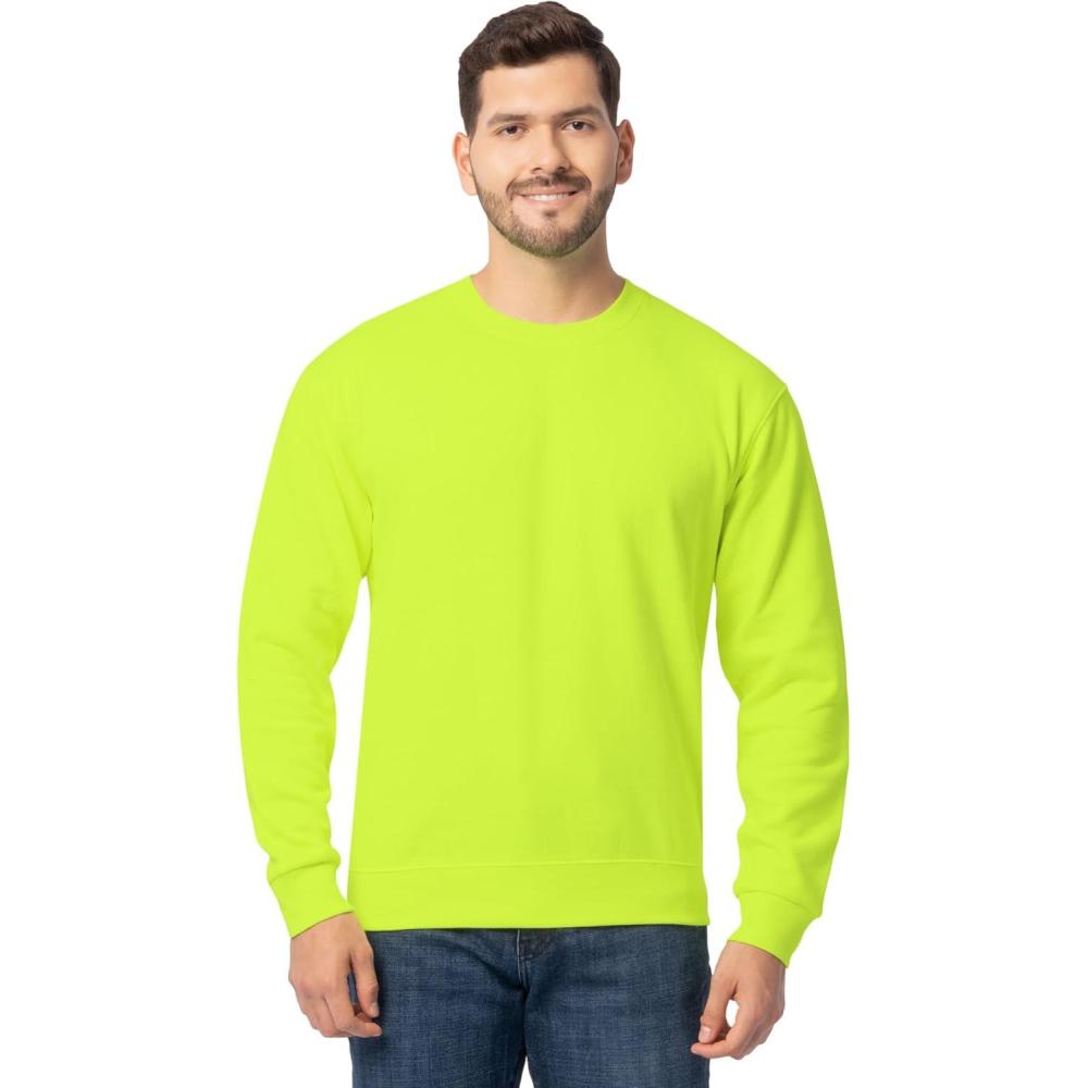 imageFruit of the Loom Mens Eversoft Fleece Crewneck Sweatshirts Moisture Wicking ampamp Breathable Sizes S4xSafety Green