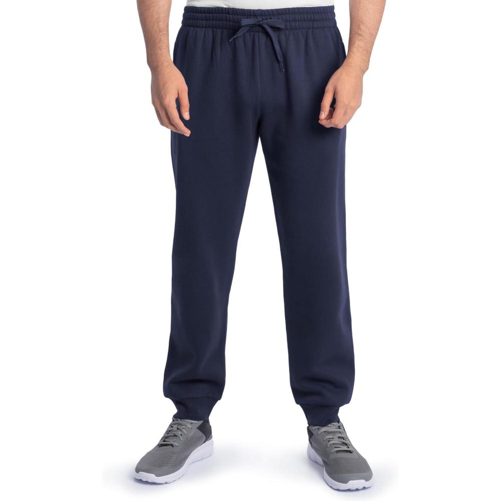 imageFruit of the Loom Mens Eversoft Fleece Joggers with Pockets Relaxed Fit Moisture Wicking Breathable Tapered SweatpantsCotton Blend  Navy
