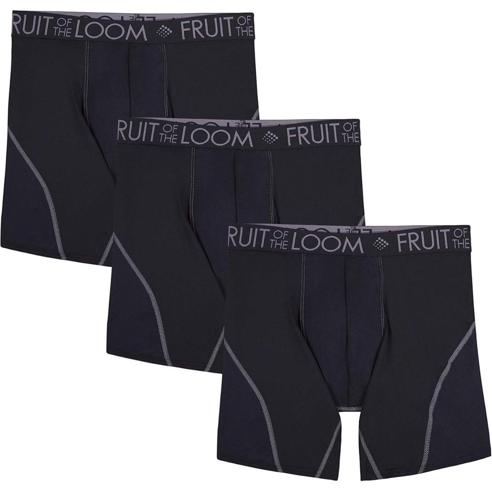 imageFruit of the Loom Mens Micro Mesh Boxer BriefsPerformance Stretch  Black