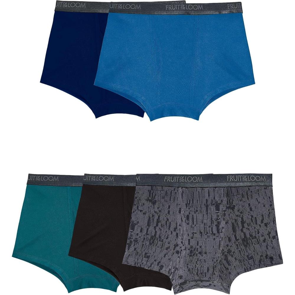imageFruit of the Loom Mens Micro Stretch Boxer Briefs Designed to Move with You Lightweight ampamp Moisture WickingTrunk  5 Pack  BlueGreenBlack