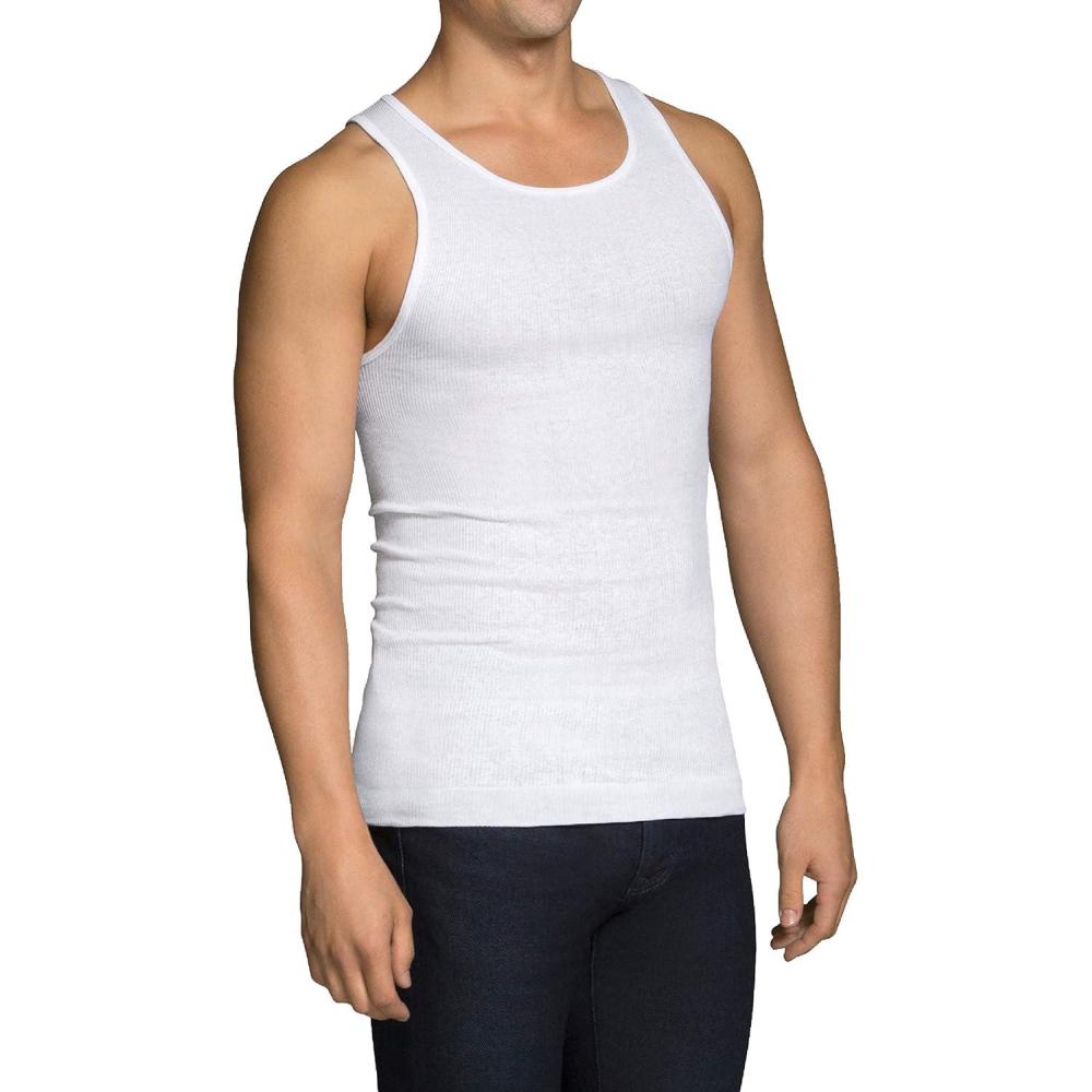 imageFruit of the Loom Mens Sleeveless Tag Free Moisture Wicking Tank AShirt144 Pack  White