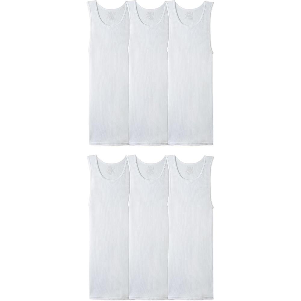imageFruit of the Loom Mens Sleeveless Tag Free Moisture Wicking Tank AShirtBig Man  6 Pack  White