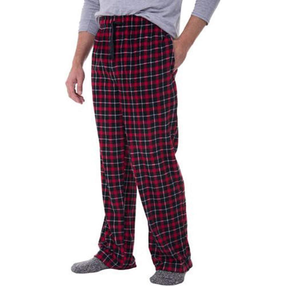 imageFruit of the Loom Mens Soft Flannel Pajama Lounge Sleep PantRedBlack Plaid