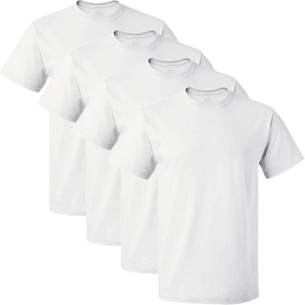 imageFruit of the Loom Mens TagFree Cotton UndershirtsRegular  Crew  4 Pack White
