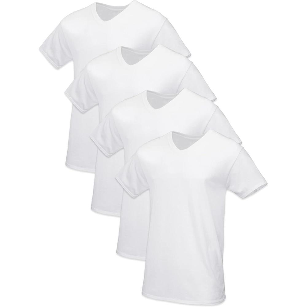 imageFruit of the Loom Mens TagFree Cotton UndershirtsRegular  Vneck  4 Pack White