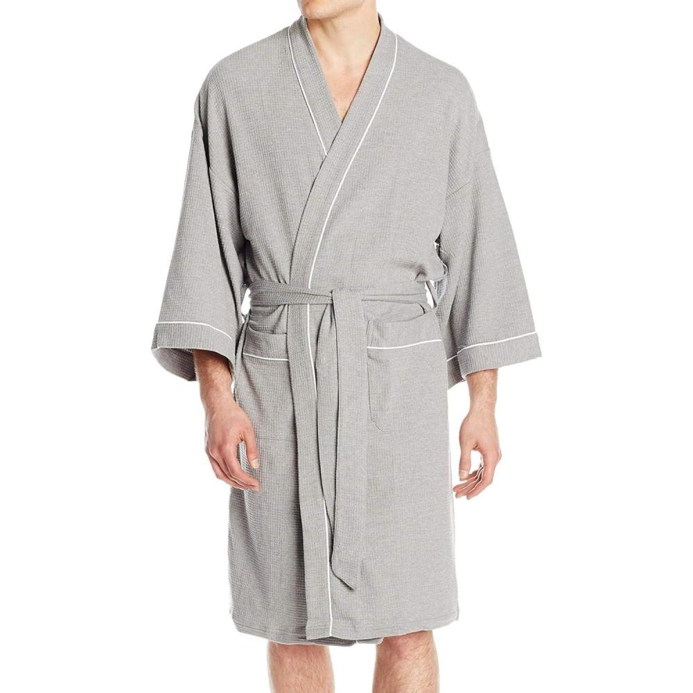 imageFruit of the Loom Mens Waffle Kimono RobeHeather Grey