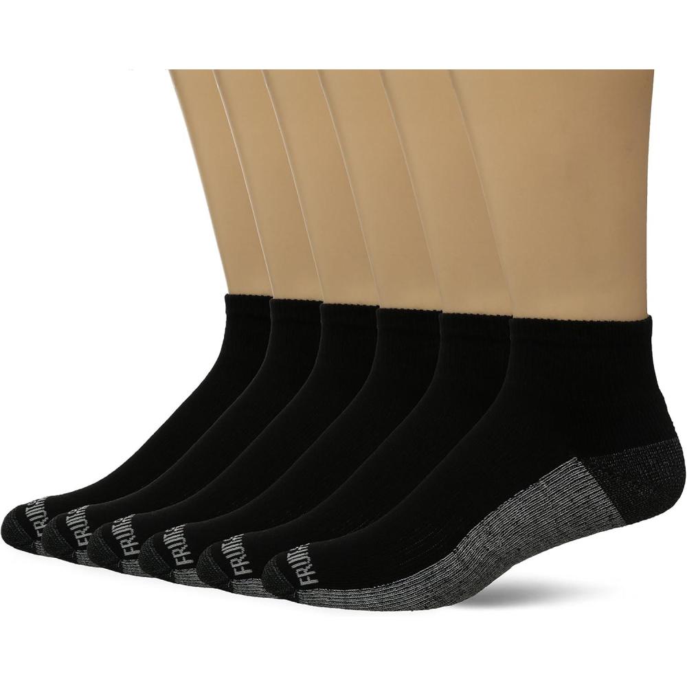 imageFruit of the Loom Mens Workgear Durable Crew Socks with Arch SupportBlack Gray Sole