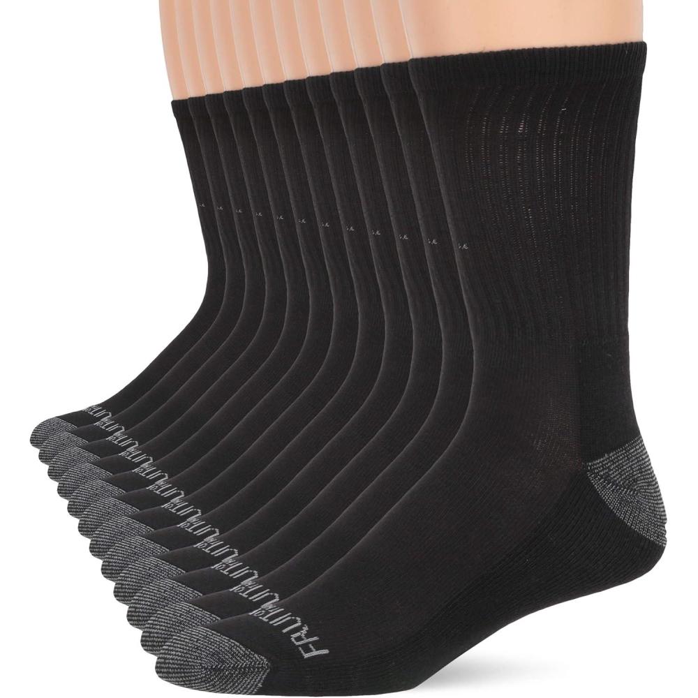 imageFruit of the Loom Mens Workgear Durable Crew Socks with Arch SupportBlackGrey