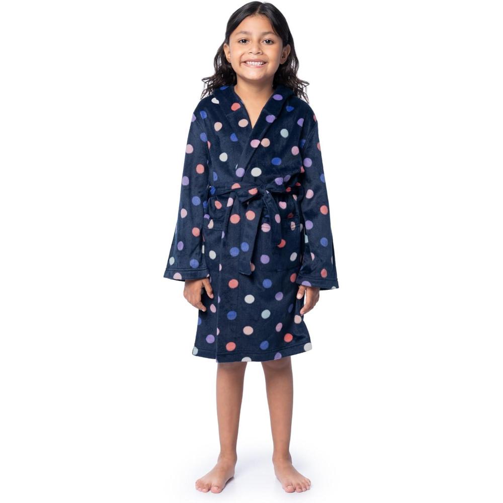 imageFruit of the Loom Unisex Kids Fleece RobeDeep BlueDots