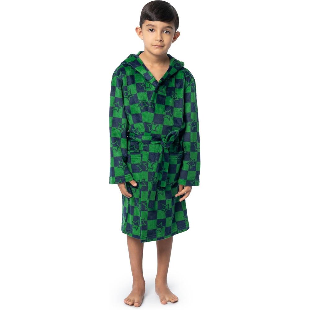 imageFruit of the Loom Unisex Kids Fleece RobeNavyGreen