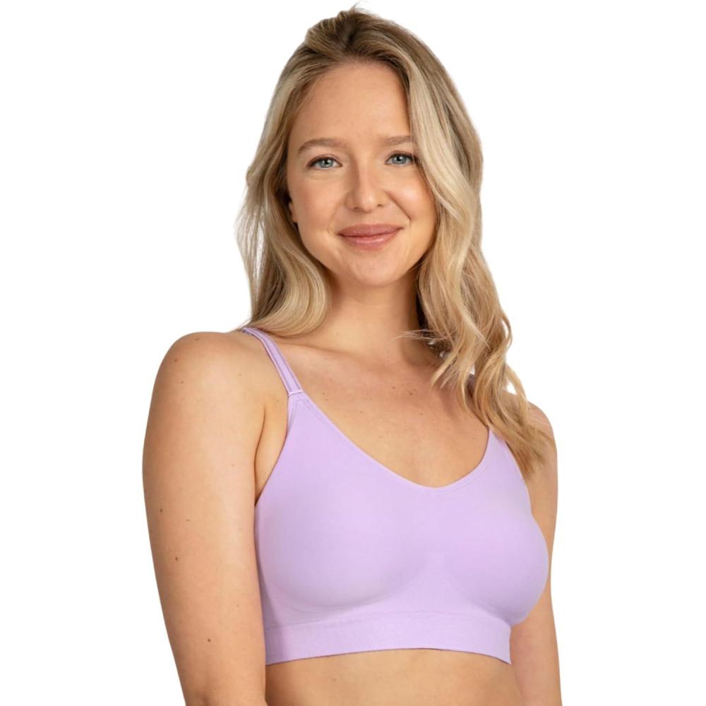 imageFruit of the Loom Womens 2Pack Stretch Wireless Bra wBuilt in PadsBlack HueLilac Whisper