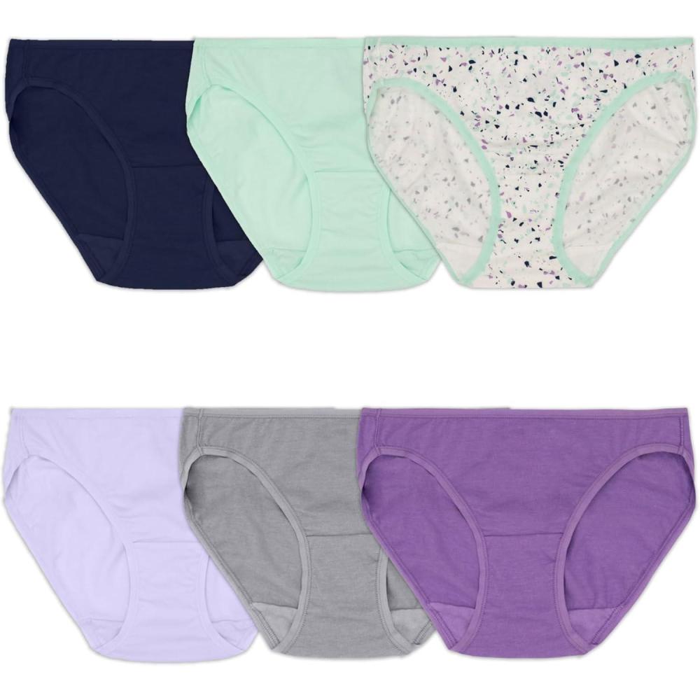 imageFruit of the Loom Womens 360 Stretch Underwear High Performance Stretch for Effortless Comfort Available in Plus SizeCotton Blend Bikini 6 Pack Colors May Vary