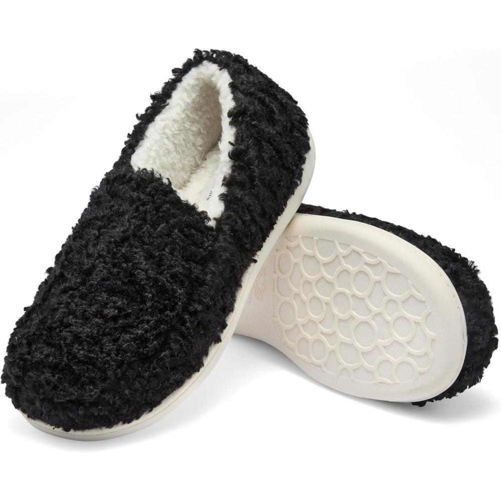 imageFruit of the Loom Womens Berber Loafer  Comfy Memory Foam IndoorOutdoorBlack