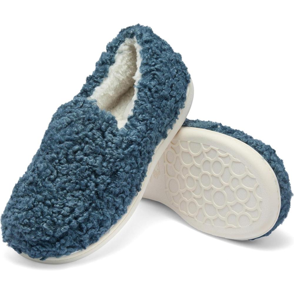 imageFruit of the Loom Womens Berber Loafer  Comfy Memory Foam IndoorOutdoorBlue