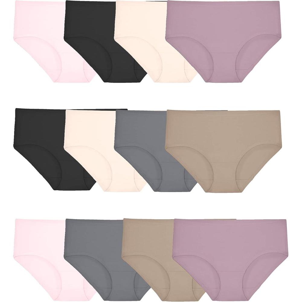 imageFruit of the Loom Womens Beyondsoft PantiesCotton Stretch  12 Pack  PinkBlackTan