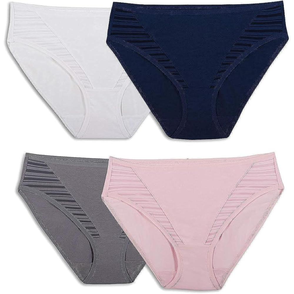 imageFruit of the Loom Womens Breathable Underwear Moisture Wicking Keeps You Cool ampamp Comfortable Available in Plus SizeCoolblend  Hi Cut  4 Pack  Colors May Vary