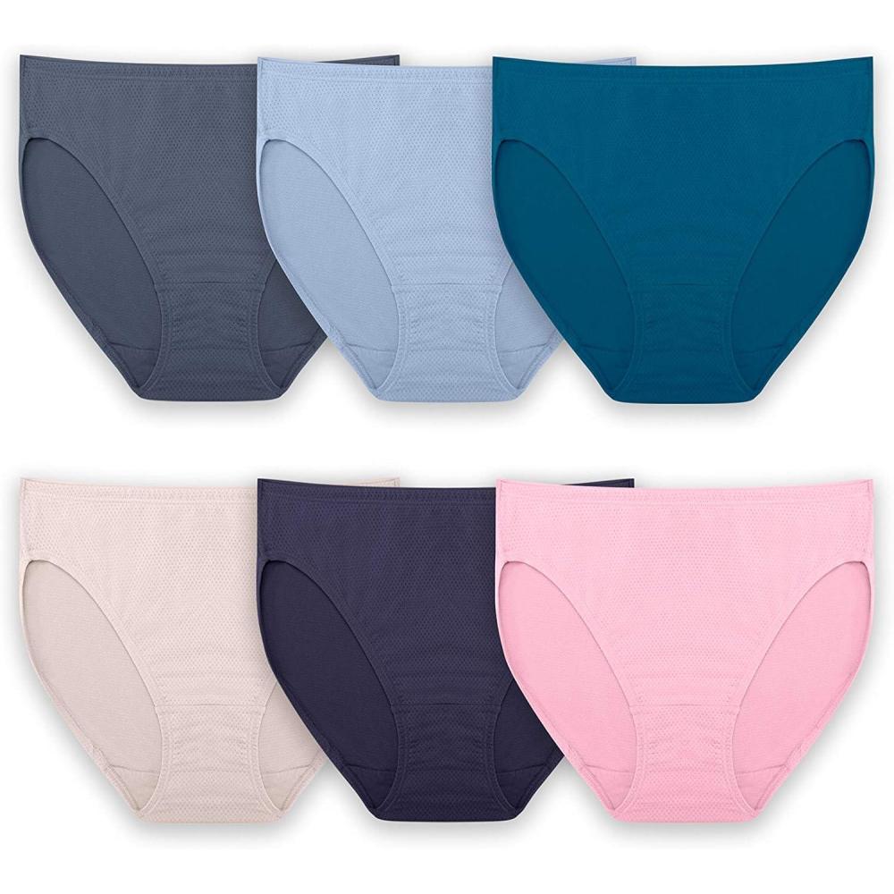 imageFruit of the Loom Womens Breathable Underwear Moisture Wicking Keeps You Cool ampamp Comfortable Available in Plus SizeMicro Mesh  Hi Cut  6 Pack  Colors May Vary