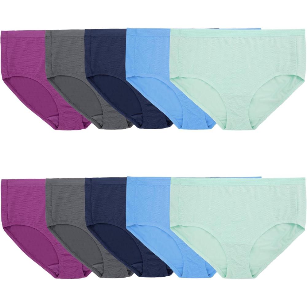 imageFruit of the Loom Womens Breathable Underwear Moisture Wicking Keeps You Cool ampamp Comfortable Available in Plus SizeMicro Mesh  Plus Size Brief  10 Pack  Colors May Vary