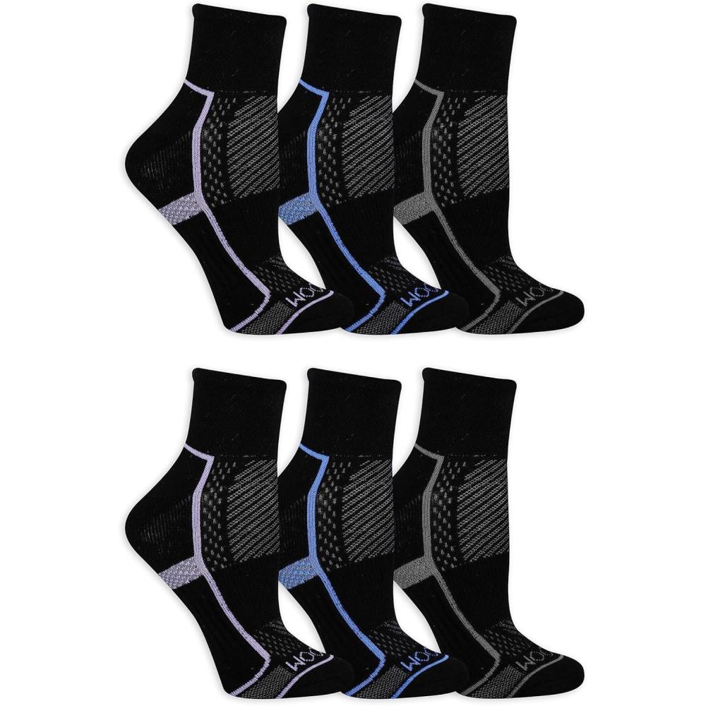 imageFruit of the Loom Womens Coolzone Cotton Ankle Socks 6 PackBlack Assorted 2