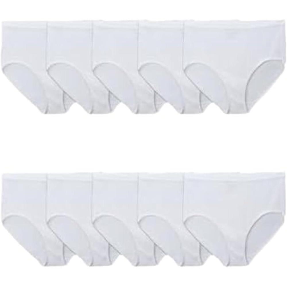 imageFruit of the Loom Womens Eversoft Cotton Brief Underwear Tag Free ampamp Breathable Available in Plus Size10 Pack  White