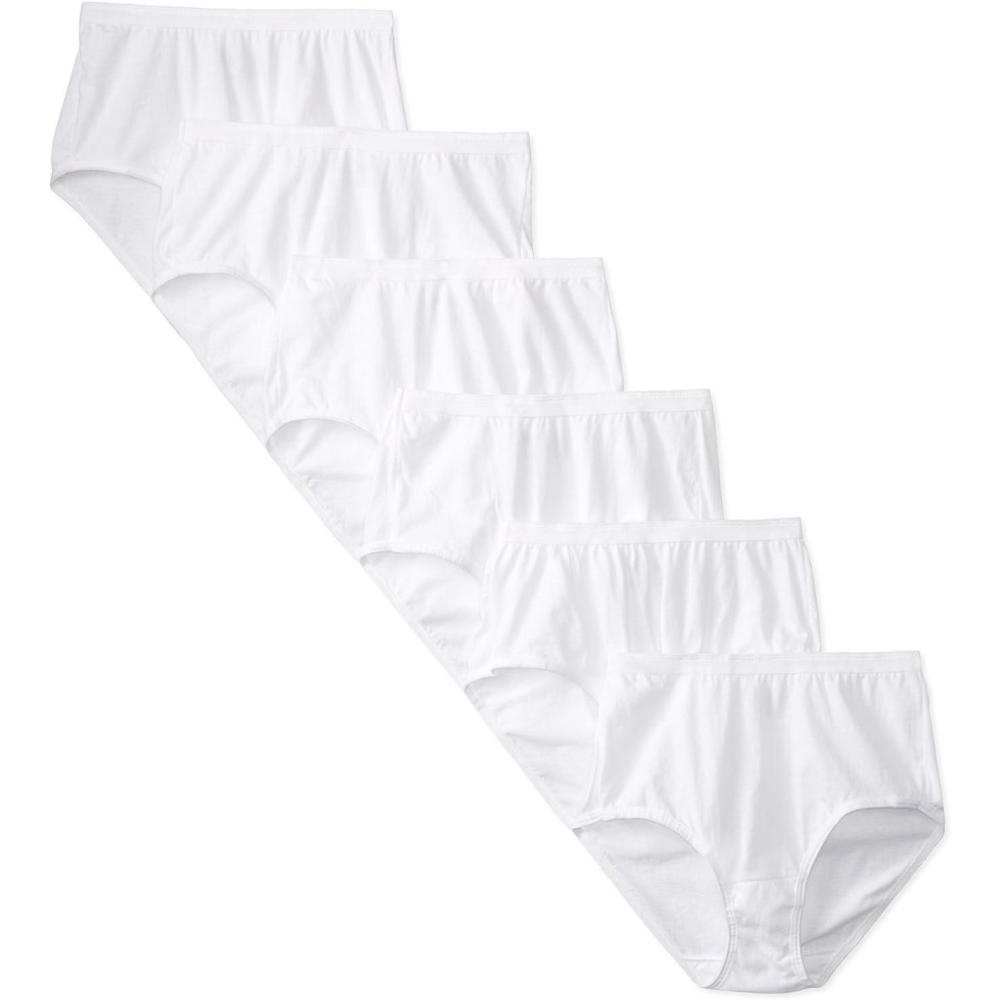 imageFruit of the Loom Womens Eversoft Cotton Brief Underwear Tag Free ampamp Breathable Available in Plus Size6 Pack  White