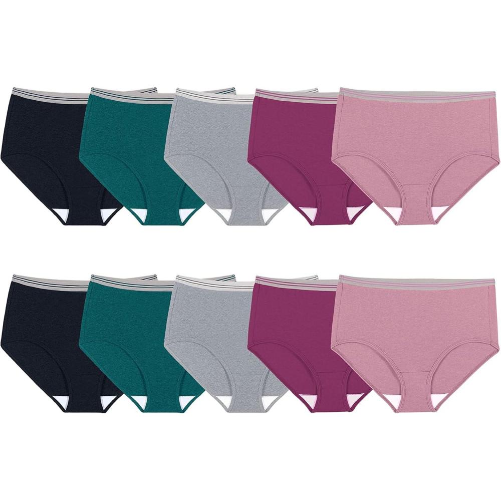 imageFruit of the Loom Womens Eversoft Cotton Underwear Multipacks Tag Free ampamp Breathable Available in Plus SizeBrief  Assorted Colors May Vary