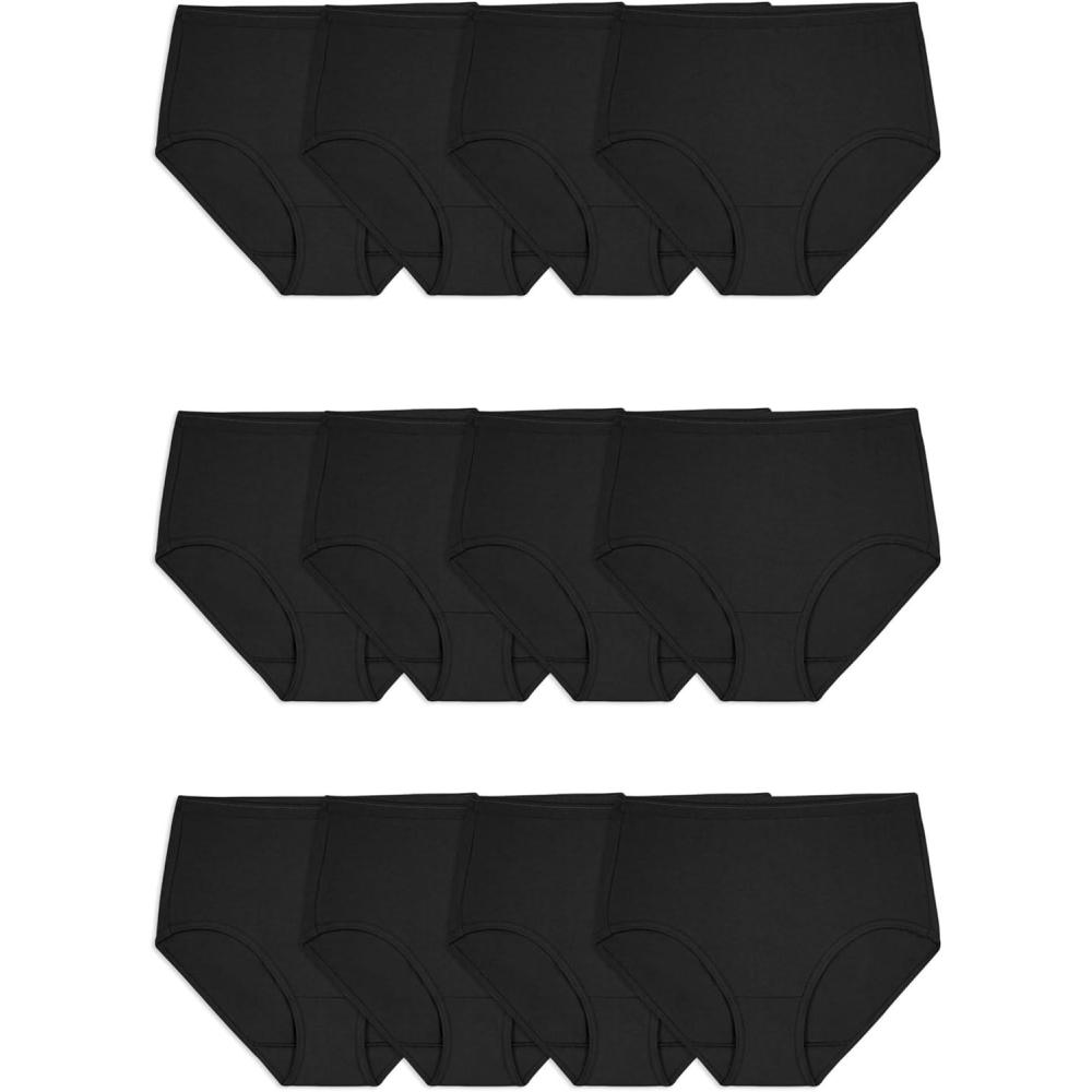 imageFruit of the Loom Womens Eversoft Cotton Underwear Multipacks Tag Free ampamp Breathable Available in Plus SizeBrief  Black