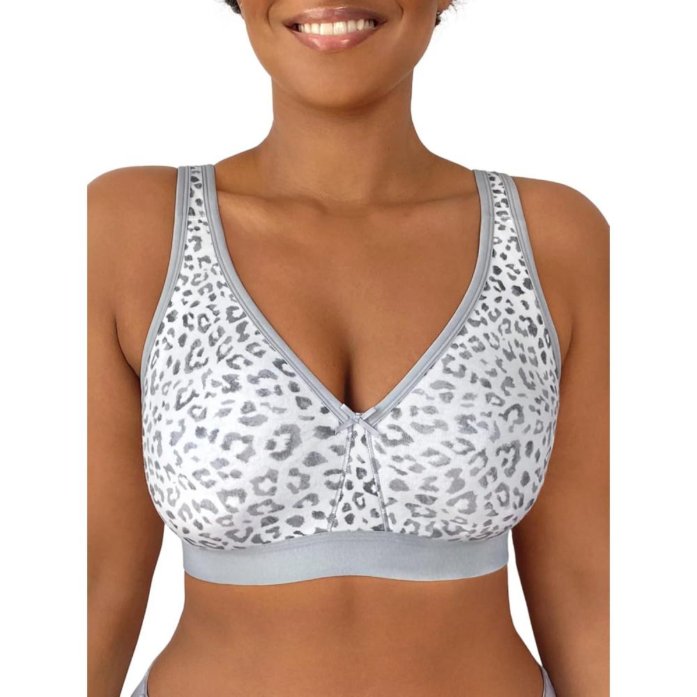 imageFruit of the Loom Womens Fit for Me Collection PlusSize Wireless Bra  Soft Cotton Comfort ampamp SupportLeopard Smoke