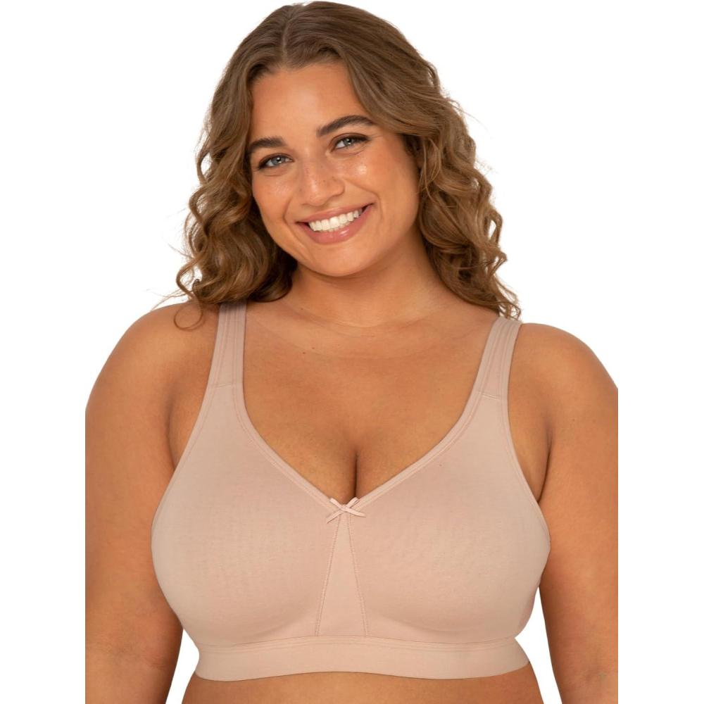 imageFruit of the Loom Womens Fit for Me Collection PlusSize Wireless Bra  Soft Cotton Comfort ampamp SupportSand