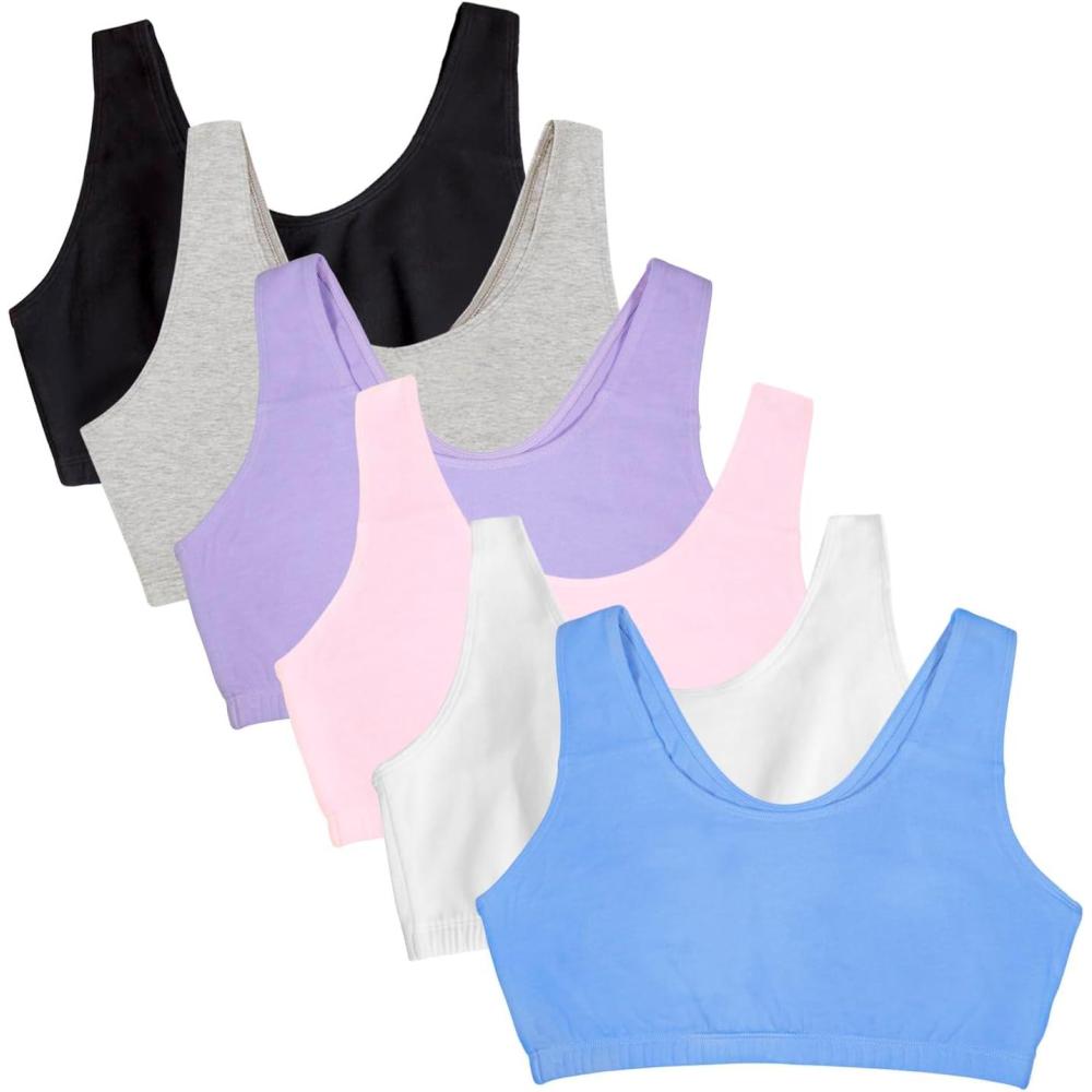 imageFruit of the Loom Womens MultiPack Tank Top Style Sports BraBlueWhitePinkHyacinthGreyBlack