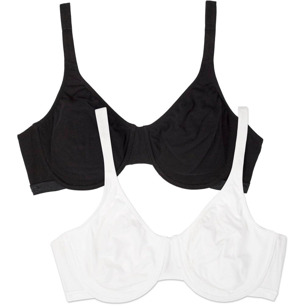 imageFruit of the Loom Womens MultiPack Unlined Underwire Cotton BraBlack HueWhite 86ck